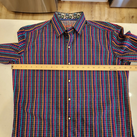 Robert Graham Shirt Men’s Medium Calvert Long Sleeve Multicolor Stripe Cotton - Picture 11 of 14
